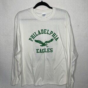 Gildan Mens Philadelphia Eagles Wentz 11 Long Sleeve White Size XL  Shirt Cotton